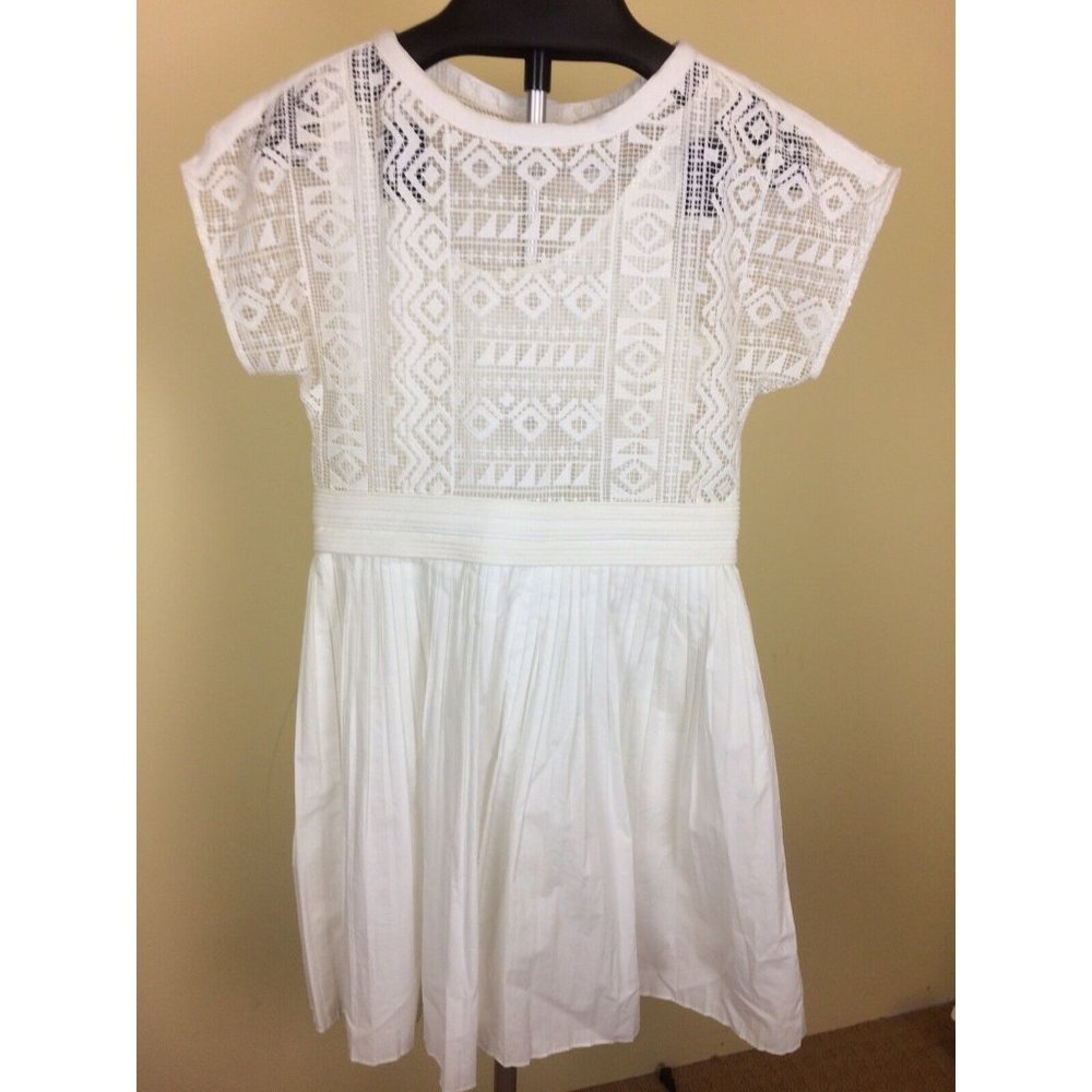 Madewell White Lace to Pleat Semi Sheer Dress Size 2